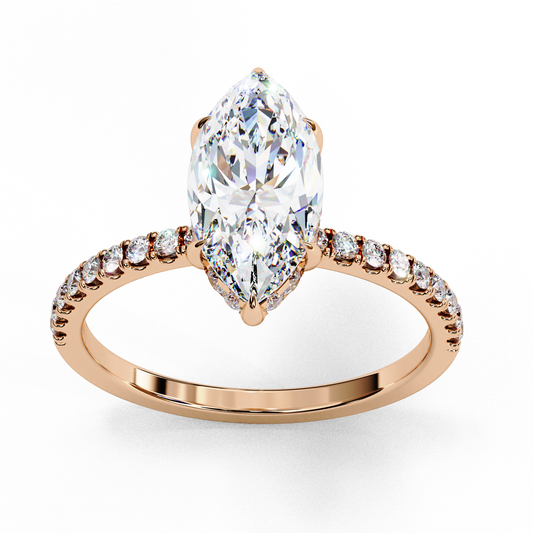 Elegant Marquise Cut 1.72 Ct Lab Grown Diamond Ring for Women with Side Small Loose Diamonds  Perfect for Daily Wear - HIGHCARAT DIAMONDS