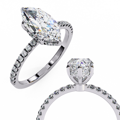 Elegant Marquise Cut 1.72 Ct Lab Grown Diamond Ring for Women with Side Small Loose Diamonds  Perfect for Daily Wear