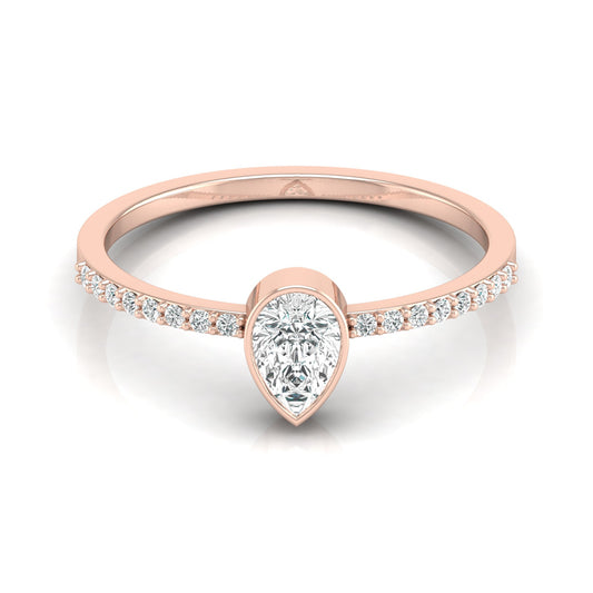 Elegant Pear And Round Diamond Band Ring With Side Stones Ring For Her - HIGHCARAT DIAMONDS