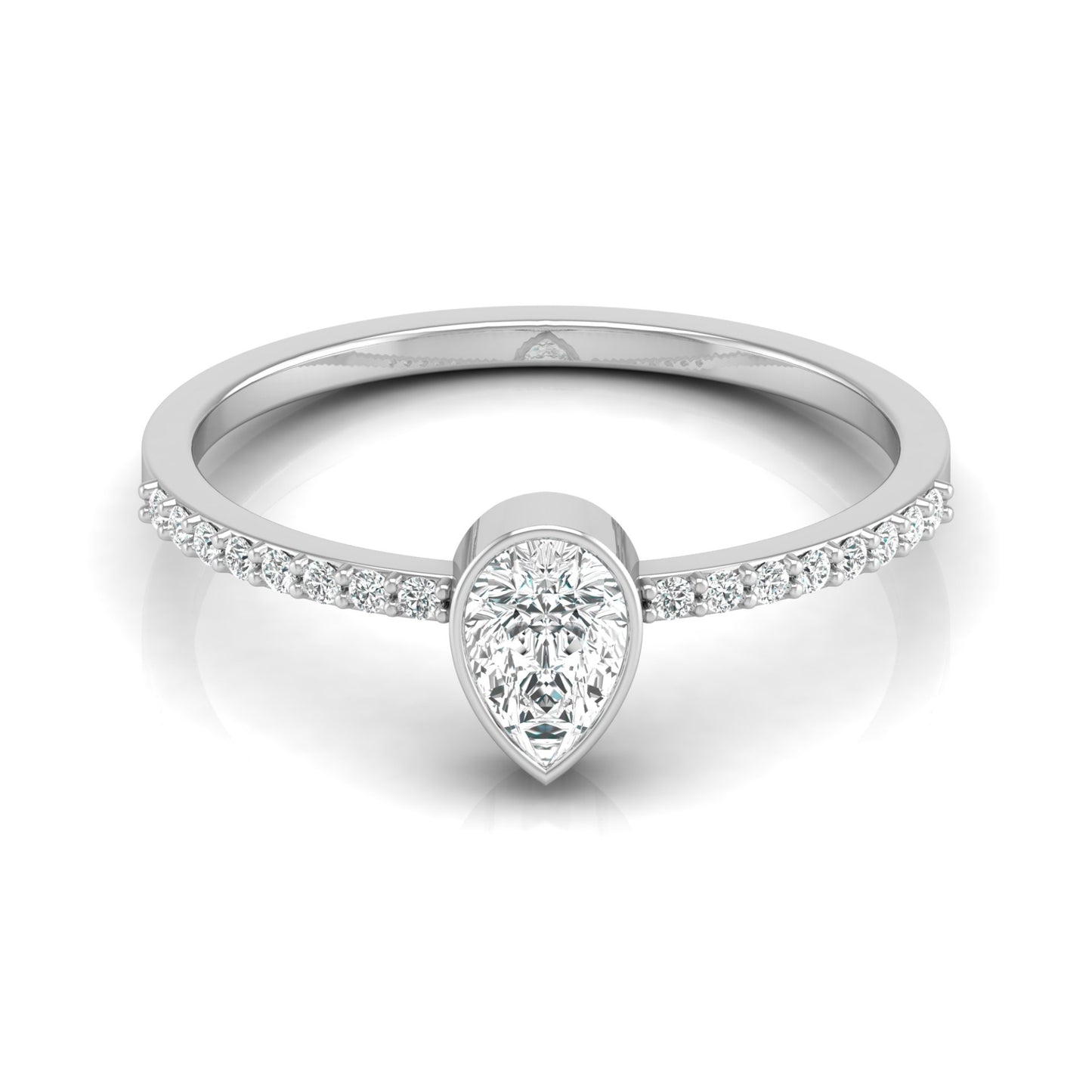 Elegant Pear And Round Diamond Band Ring With Side Stones Ring For Her