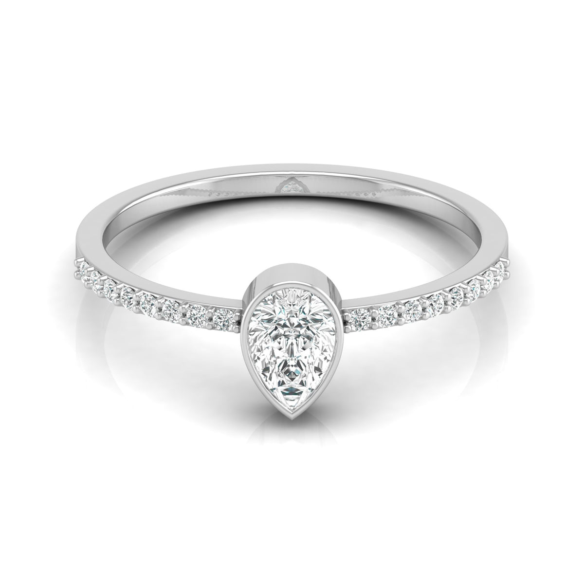 Elegant Pear And Round Diamond Band Ring With Side Stones Ring For Her - HIGHCARAT DIAMONDS