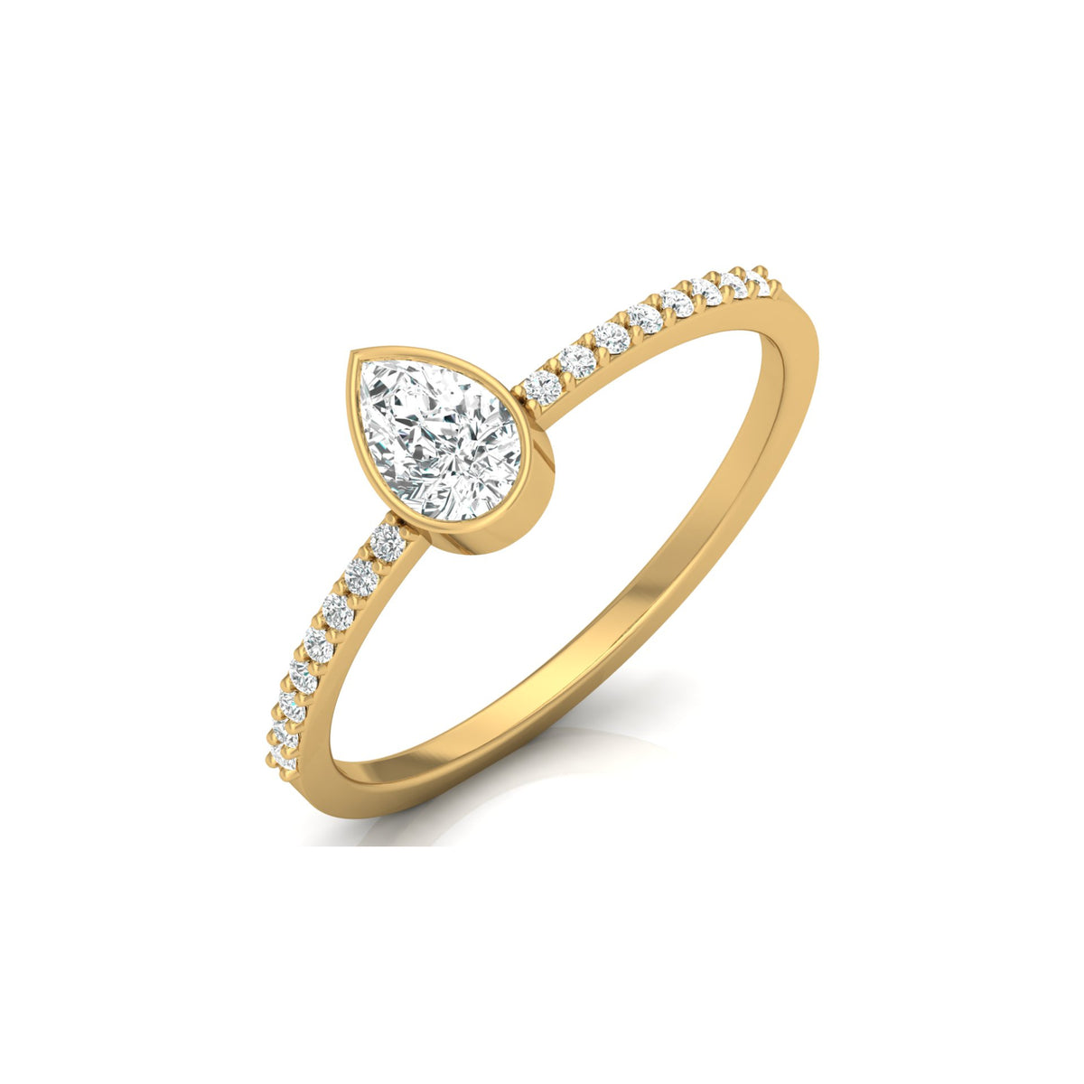 Elegant Pear And Round Diamond Band Ring With Side Stones Ring For Her - HIGHCARAT DIAMONDS