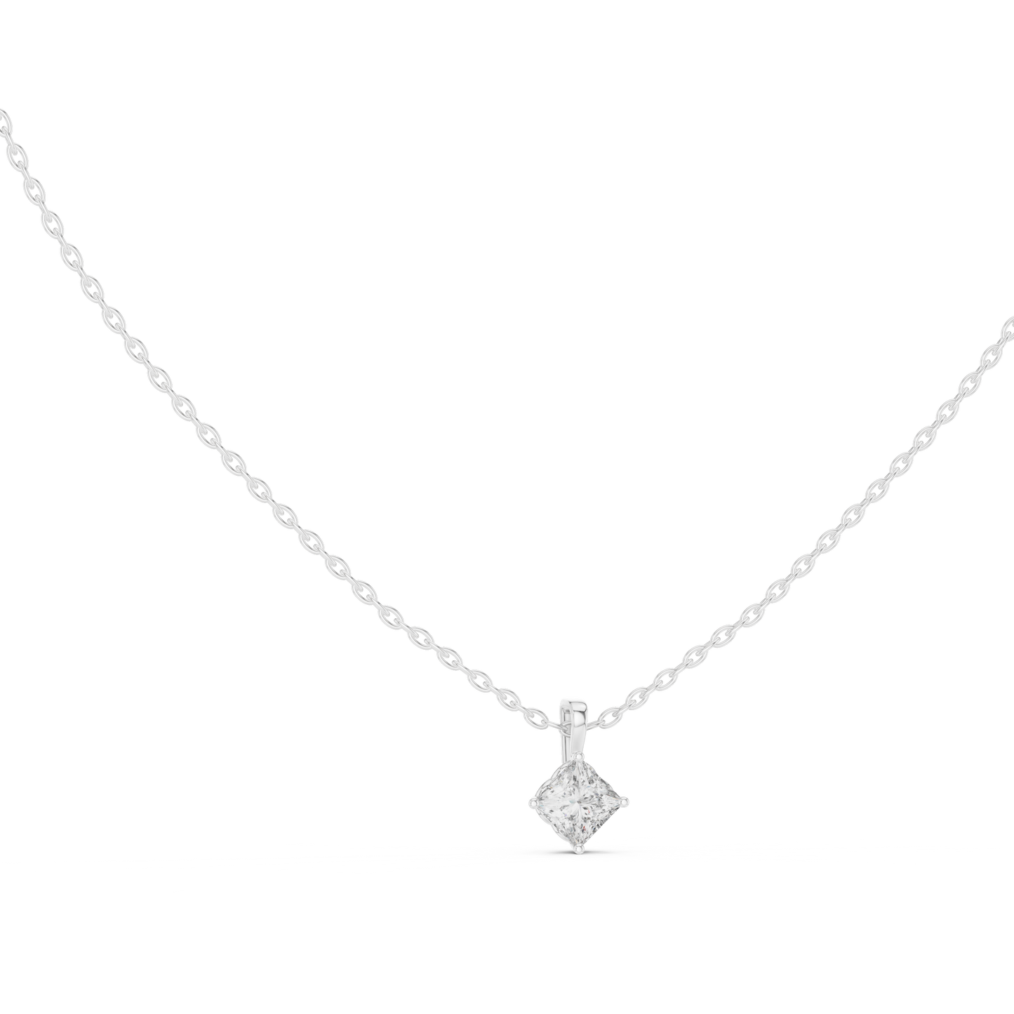Elegant Princess Cut Labgrown Diamond Solitaire Pendant For Her In 18K Solid rose Gold