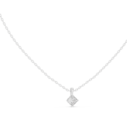Elegant Princess Cut Labgrown Diamond Solitaire Pendant For Her In 18K Solid rose Gold