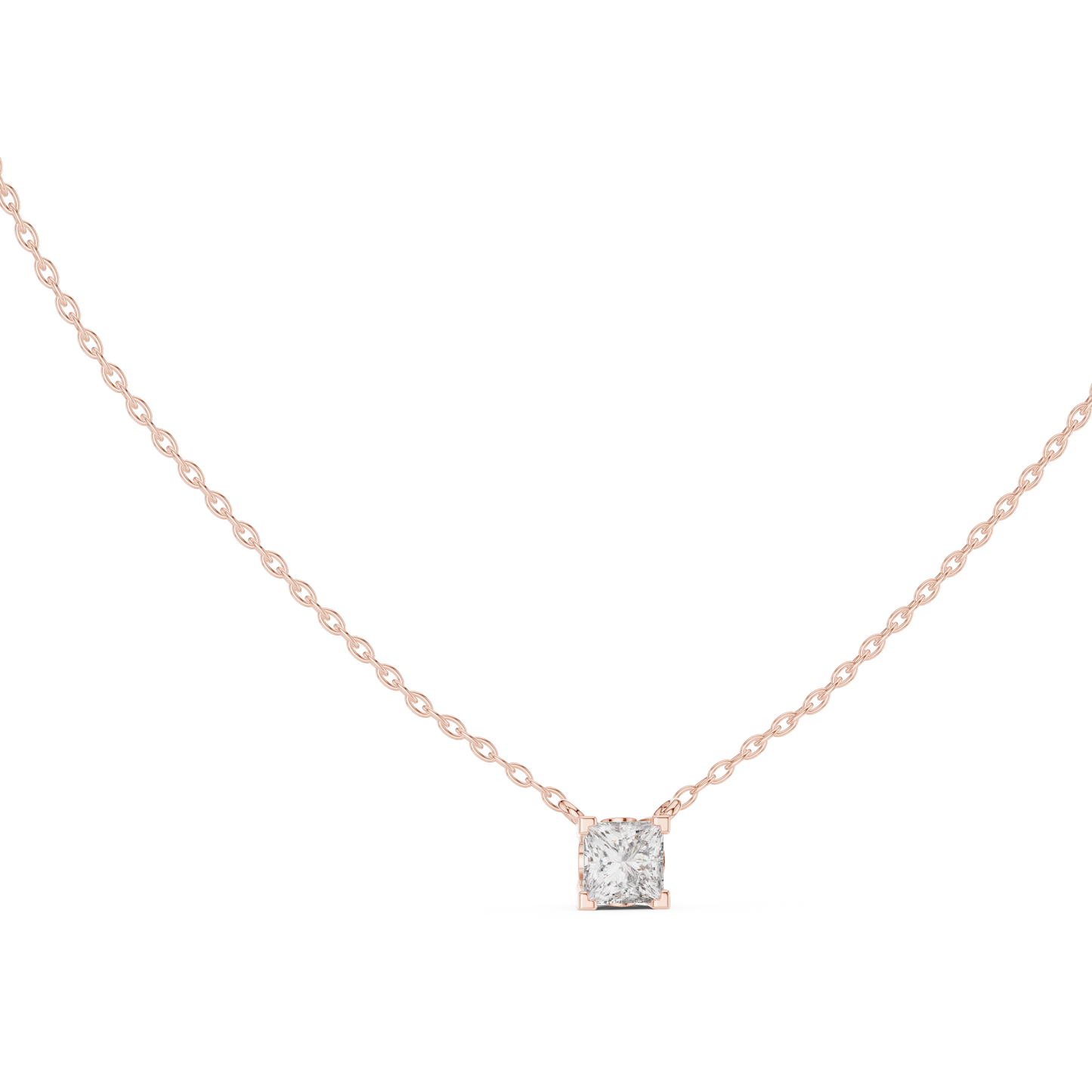Elegant Princess Cut Solitaire Pendant 14K Gold Timeless Minimalist Jewelry For Women