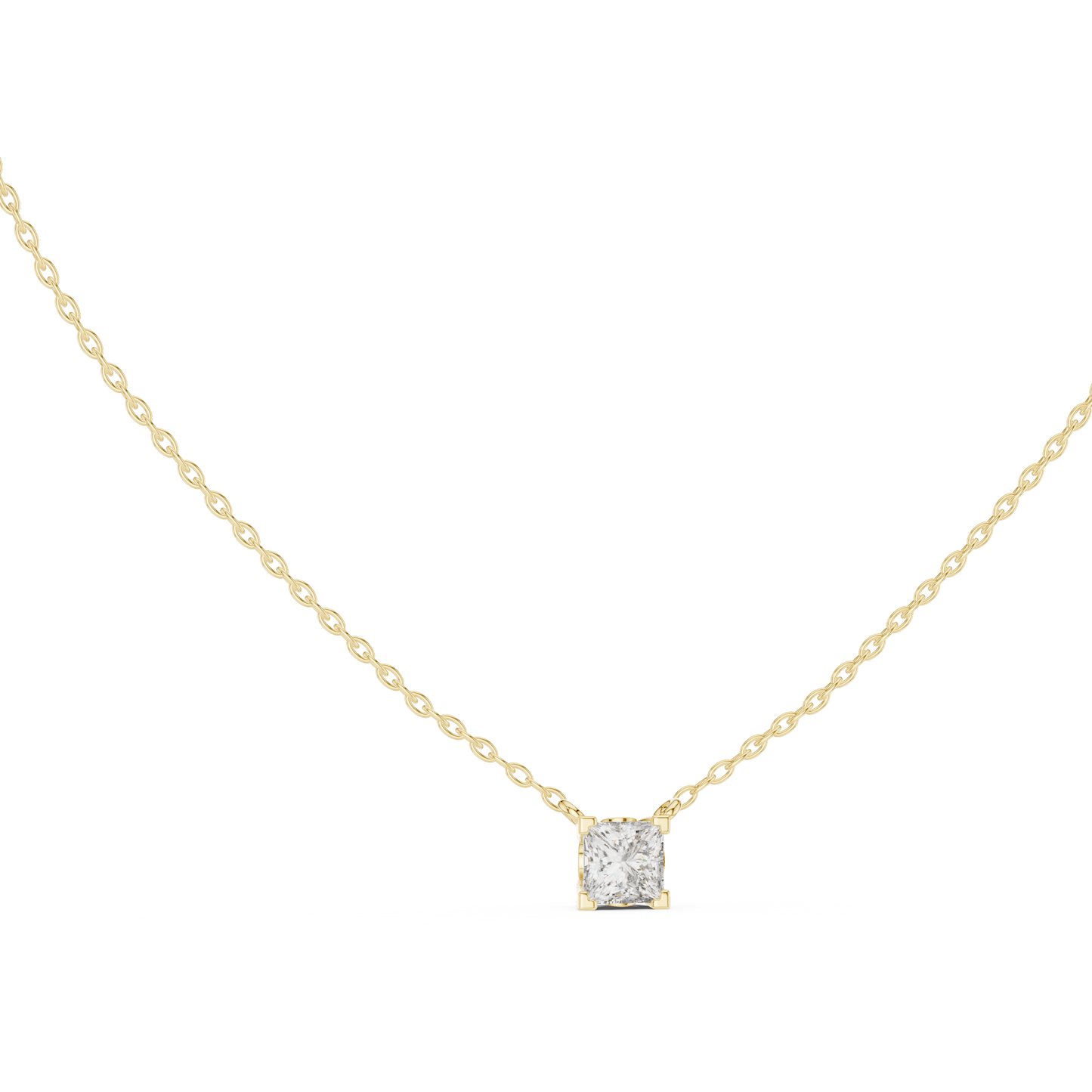 Elegant Princess Cut Solitaire Pendant 14K Gold Timeless Minimalist Jewelry For Women