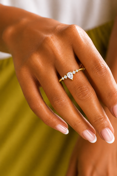Elegant Round And Pear Shaped Diamond Band Ring Cute & Comfortable  Perfect Gift For Sister - HIGHCARAT DIAMONDS