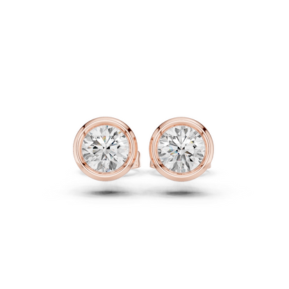 Elegant Round Cut Diamond Classic Dainty Minimalist Timeless Push Back Stud Earring Gift For Her - HIGHCARAT DIAMONDS