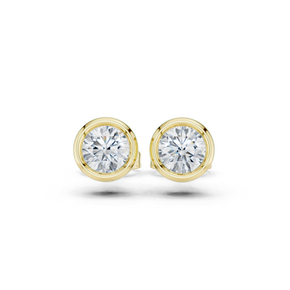 Elegant Round Cut Diamond Classic Dainty Minimalist Timeless Push Back Stud Earring Gift For Her - HIGHCARAT DIAMONDS