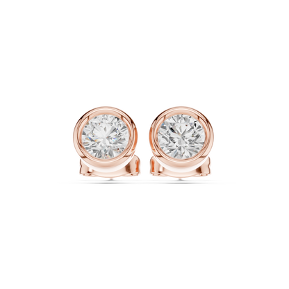 Elegant Round Cut Diamond Classic Dainty Minimalist Timeless Push Back Stud Earring Gift For Her - HIGHCARAT DIAMONDS