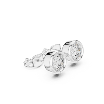 Elegant Round Cut Diamond Classic Dainty Minimalist Timeless Push Back Stud Earring Gift For Her - HIGHCARAT DIAMONDS
