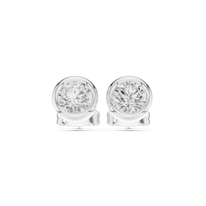 Elegant Round Cut Diamond Classic Dainty Minimalist Timeless Push Back Stud Earring Gift For Her - HIGHCARAT DIAMONDS