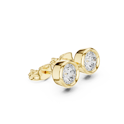 Elegant Round Cut Diamond Classic Dainty Minimalist Timeless Push Back Stud Earring Gift For Her - HIGHCARAT DIAMONDS