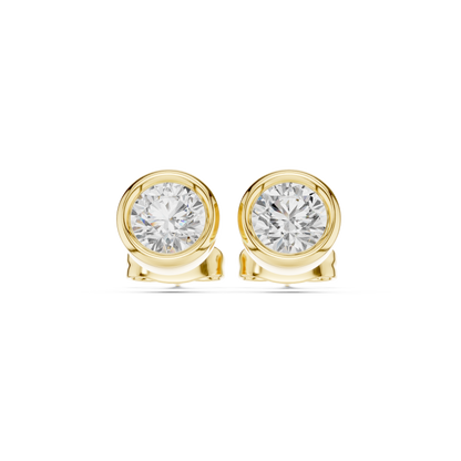 Elegant Round Cut Diamond Classic Dainty Minimalist Timeless Push Back Stud Earring Gift For Her - HIGHCARAT DIAMONDS