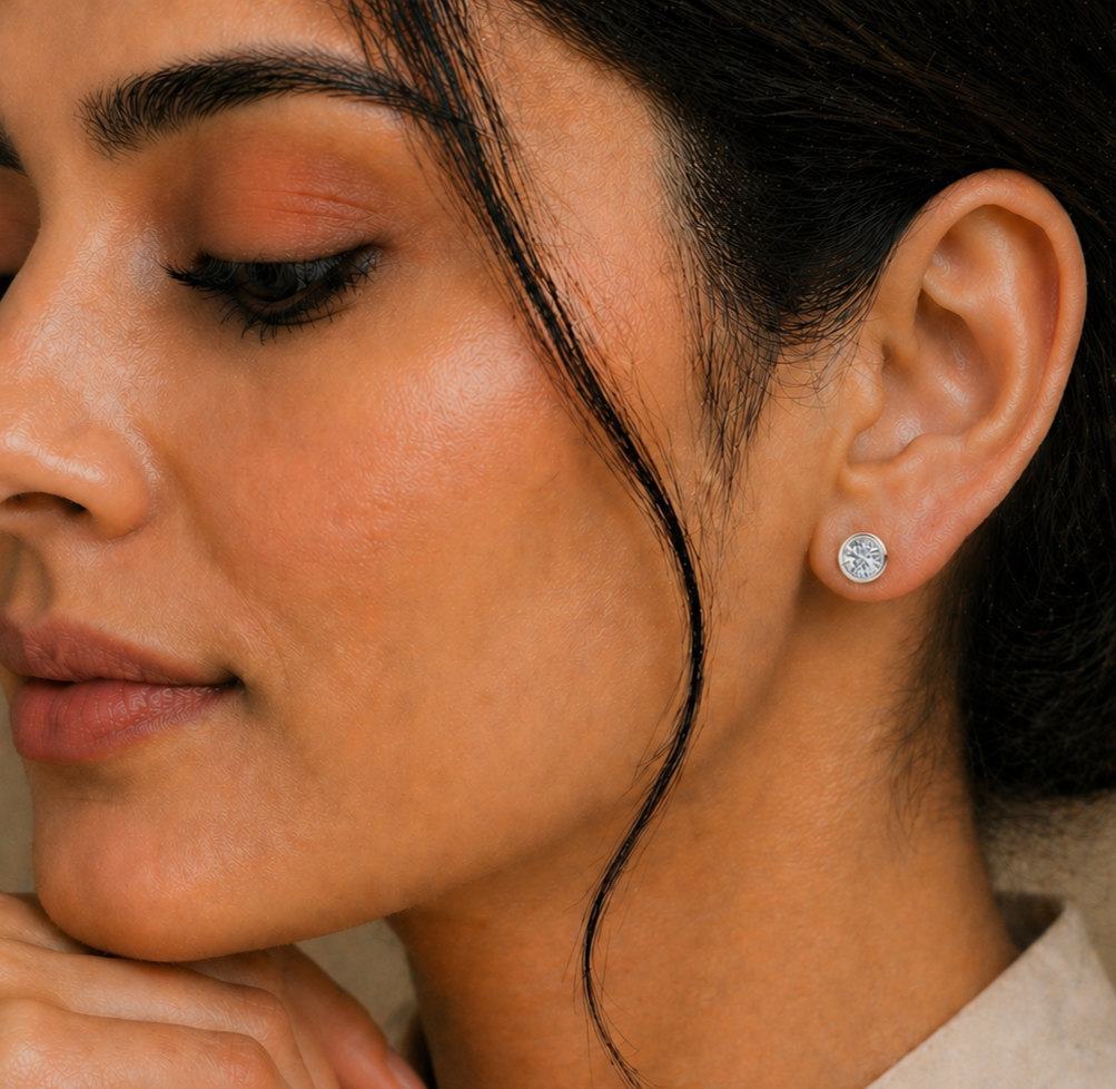Elegant Round Cut Diamond Classic Dainty Minimalist Timeless Push Back Stud Earring Gift For Her - HIGHCARAT DIAMONDS
