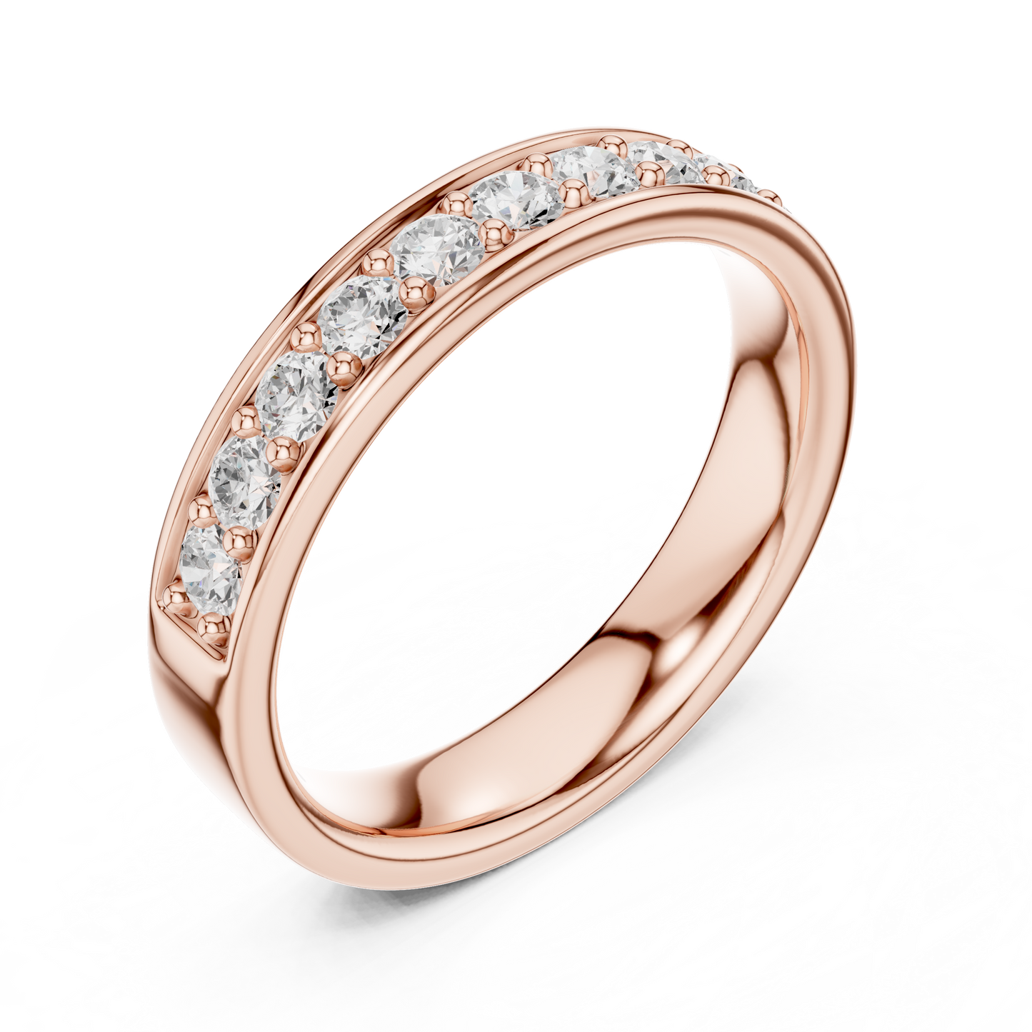 Elegant Round Cut Natural Diamond Art Deco Vintage Channel Set  Half Eternity Dainty Engagement Band - HIGHCARAT DIAMONDS
