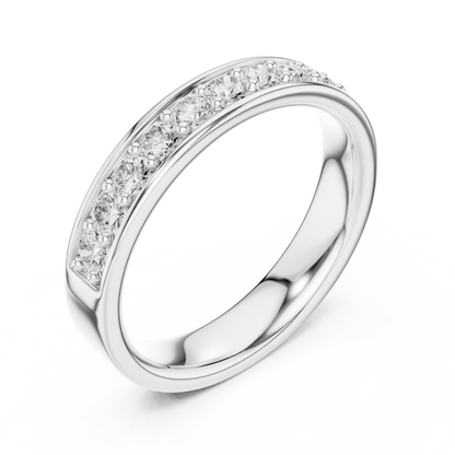 Elegant Round Cut Natural Diamond Art Deco Vintage Channel Set  Half Eternity Dainty Engagement Band - HIGHCARAT DIAMONDS