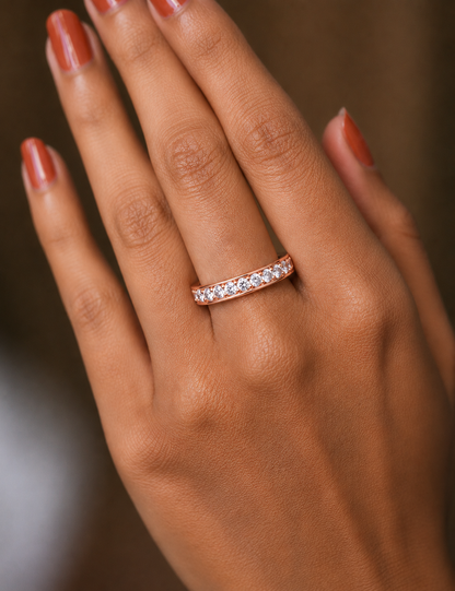 Elegant Round Cut Natural Diamond Art Deco Vintage Channel Set  Half Eternity Dainty Engagement Band - HIGHCARAT DIAMONDS