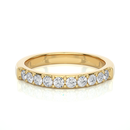 Elegant Round Diamond Band in 18KT Solid Gold With Shared Prong Half Eternity Style - HIGHCARAT DIAMONDS