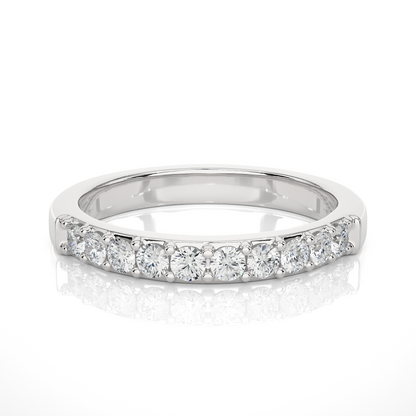 Elegant Round Diamond Band in 18KT Solid Gold With Shared Prong Half Eternity Style - HIGHCARAT DIAMONDS