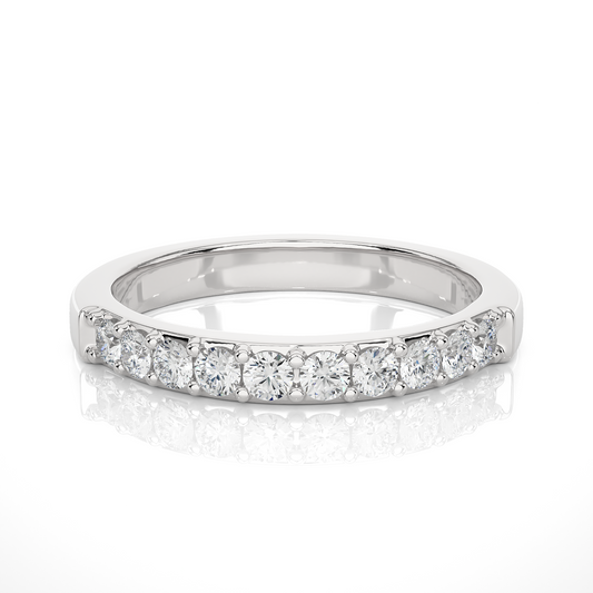 Elegant Round Diamond Band in 18KT Solid Gold With Shared Prong Half Eternity Style - HIGHCARAT DIAMONDS