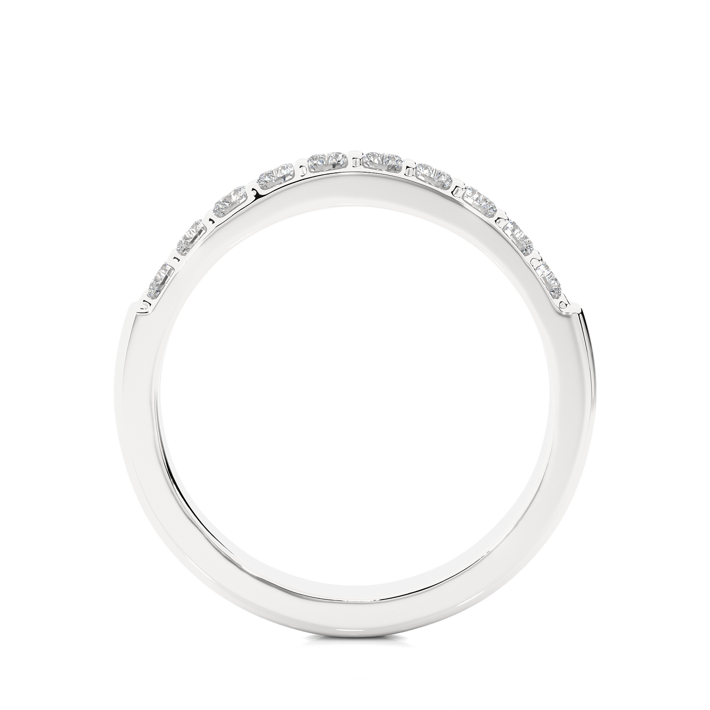 Elegant Round Diamond Band in 18KT Solid Gold With Shared Prong Half Eternity Style - HIGHCARAT DIAMONDS