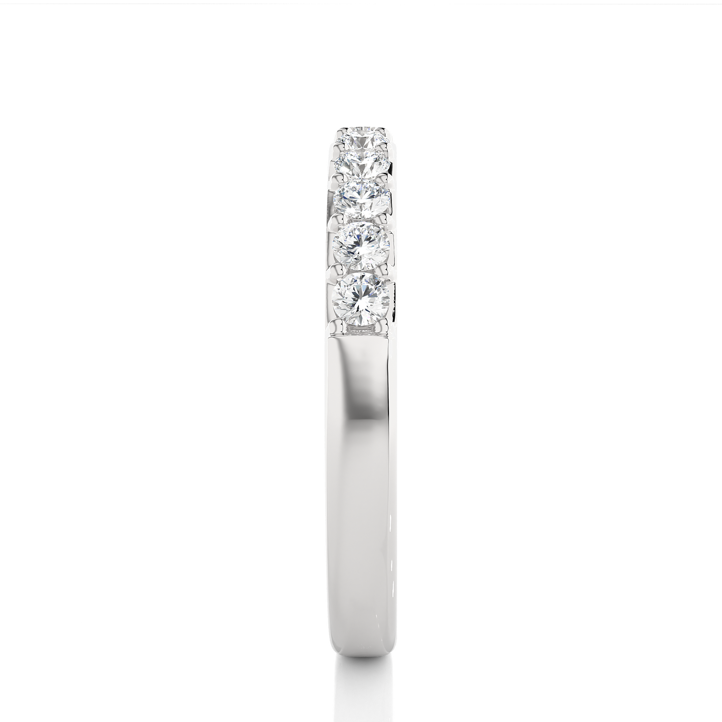 Elegant Round Diamond Band in 18KT Solid Gold With Shared Prong Half Eternity Style - HIGHCARAT DIAMONDS