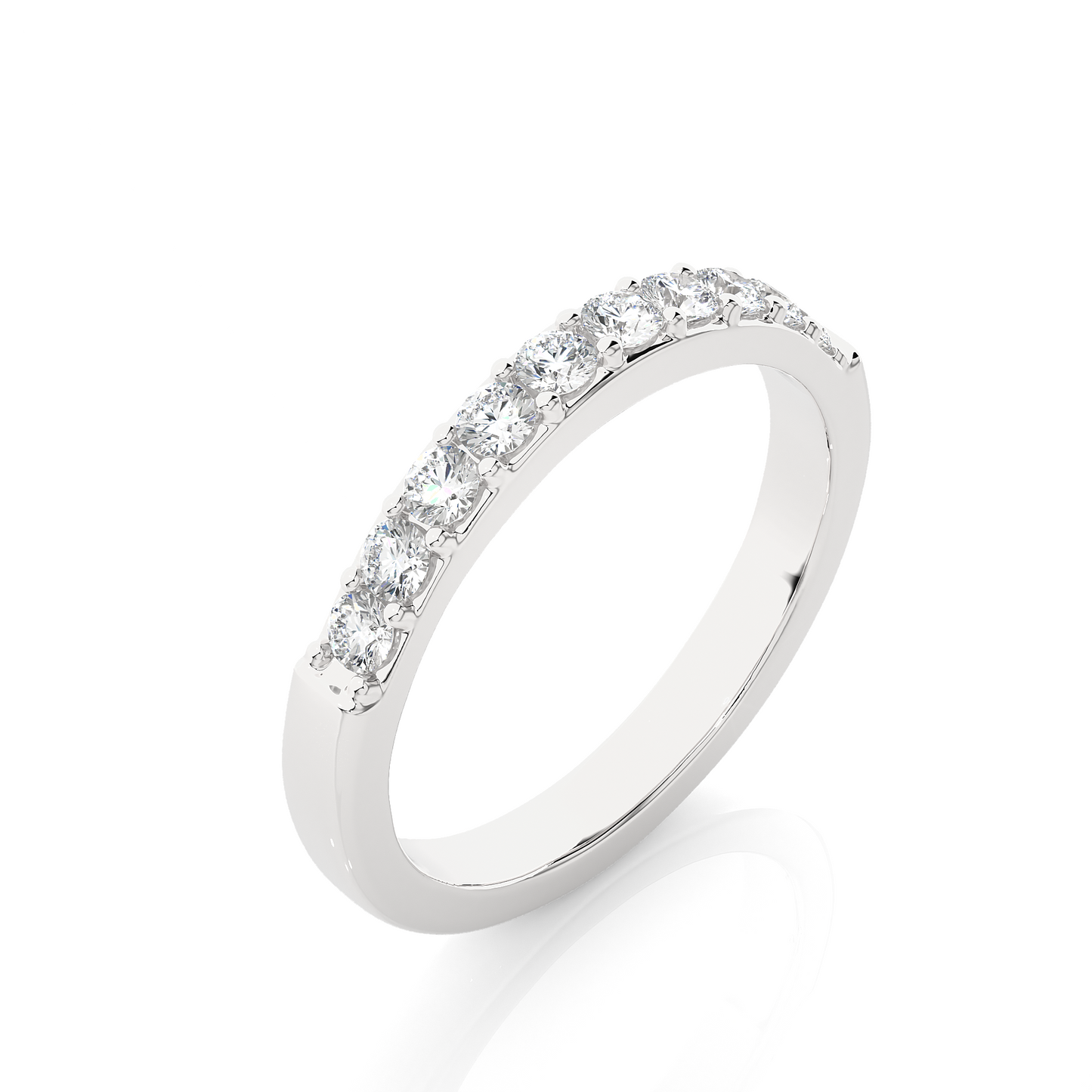 Elegant Round Diamond Band in 18KT Solid Gold With Shared Prong Half Eternity Style - HIGHCARAT DIAMONDS