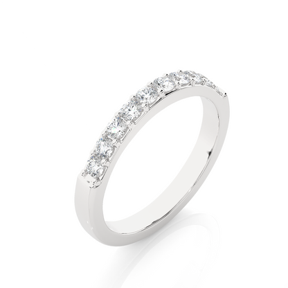 Elegant Round Diamond Band in 18KT Solid Gold With Shared Prong Half Eternity Style - HIGHCARAT DIAMONDS