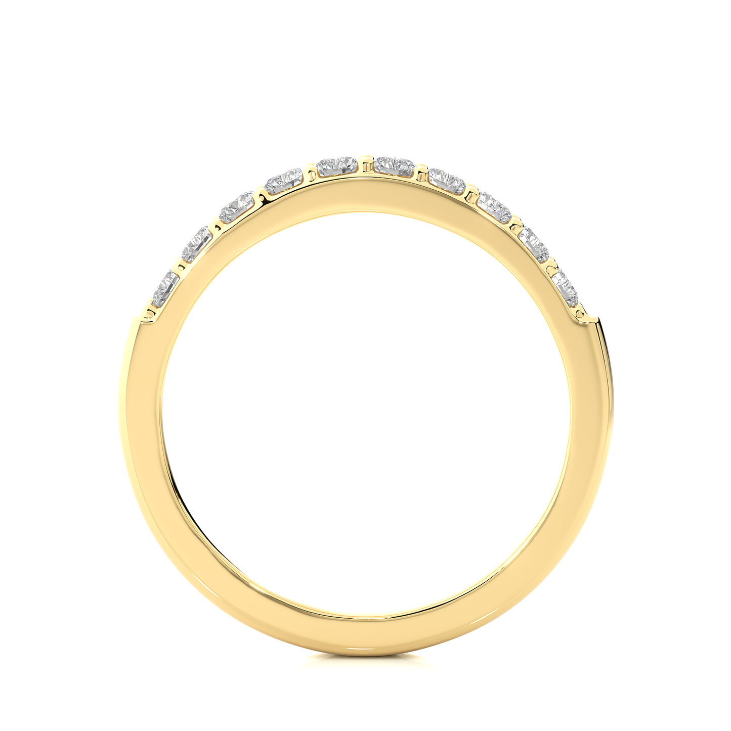 Elegant Round Diamond Band in 18KT Solid Gold With Shared Prong Half Eternity Style - HIGHCARAT DIAMONDS