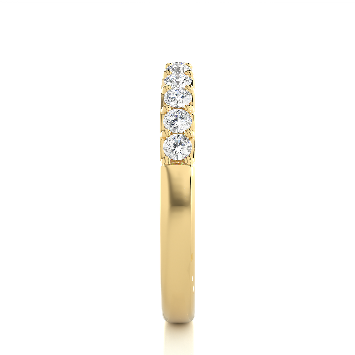 Elegant Round Diamond Band in 18KT Solid Gold With Shared Prong Half Eternity Style - HIGHCARAT DIAMONDS