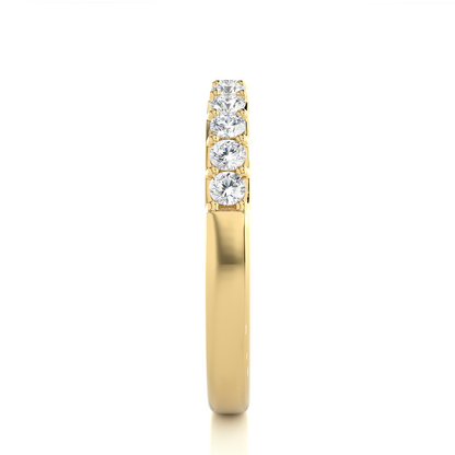 Elegant Round Diamond Band in 18KT Solid Gold With Shared Prong Half Eternity Style - HIGHCARAT DIAMONDS