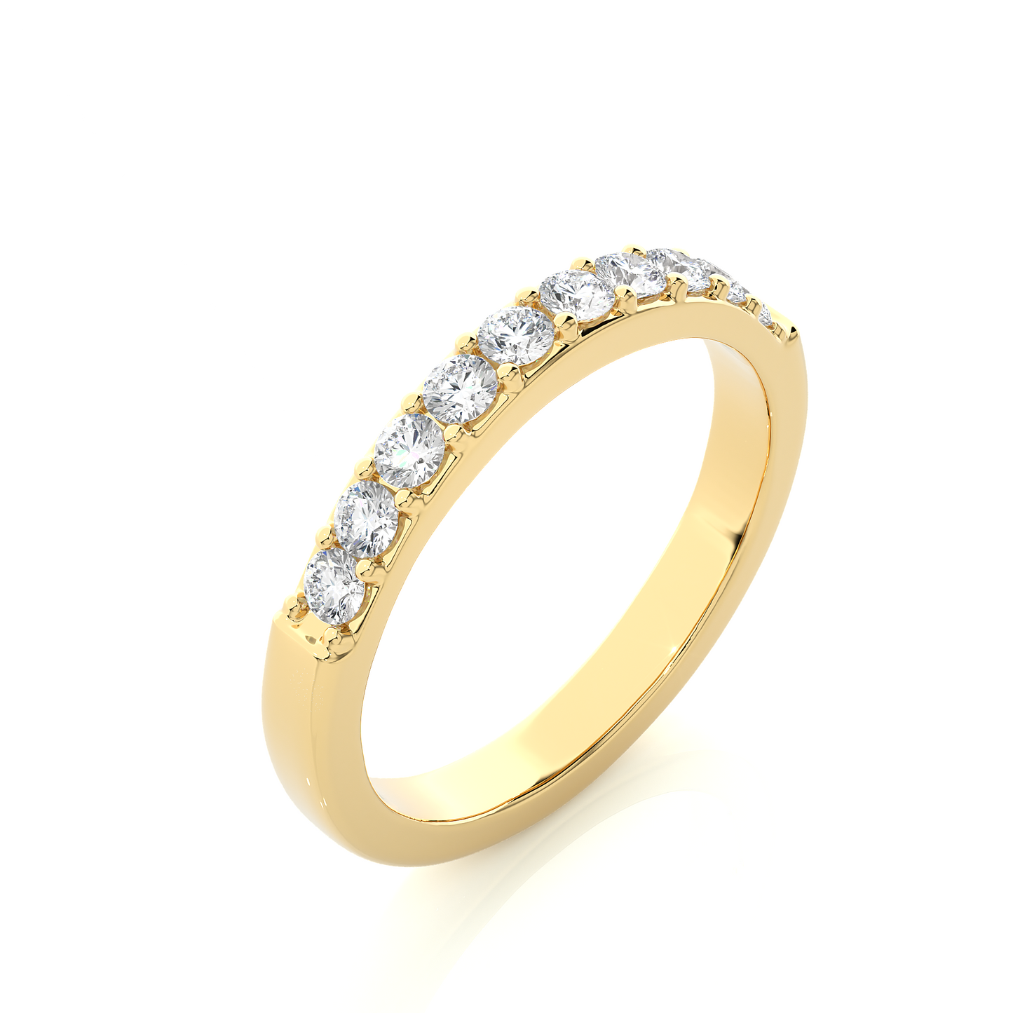 Elegant Round Diamond Band in 18KT Solid Gold With Shared Prong Half Eternity Style - HIGHCARAT DIAMONDS