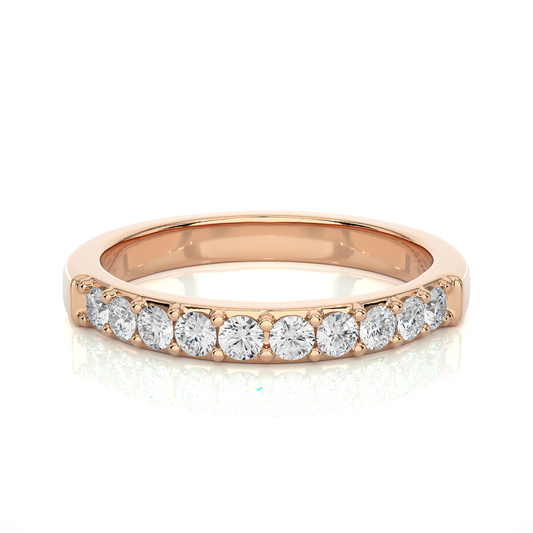 Elegant Round Diamond Band in 18KT Solid Gold With Shared Prong Half Eternity Style - HIGHCARAT DIAMONDS
