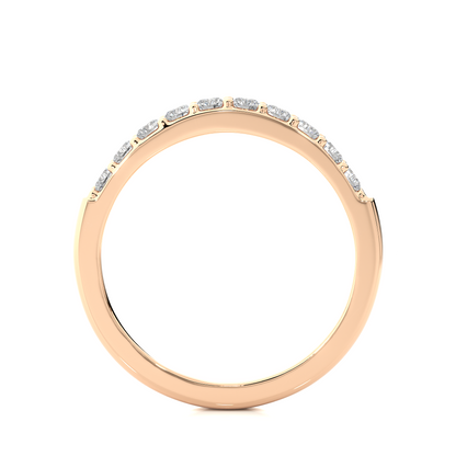 Elegant Round Diamond Band in 18KT Solid Gold With Shared Prong Half Eternity Style - HIGHCARAT DIAMONDS