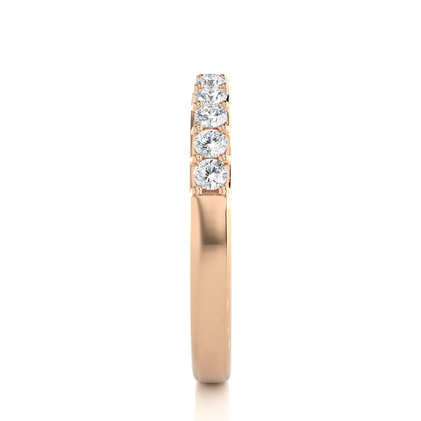 Elegant Round Diamond Band in 18KT Solid Gold With Shared Prong Half Eternity Style - HIGHCARAT DIAMONDS