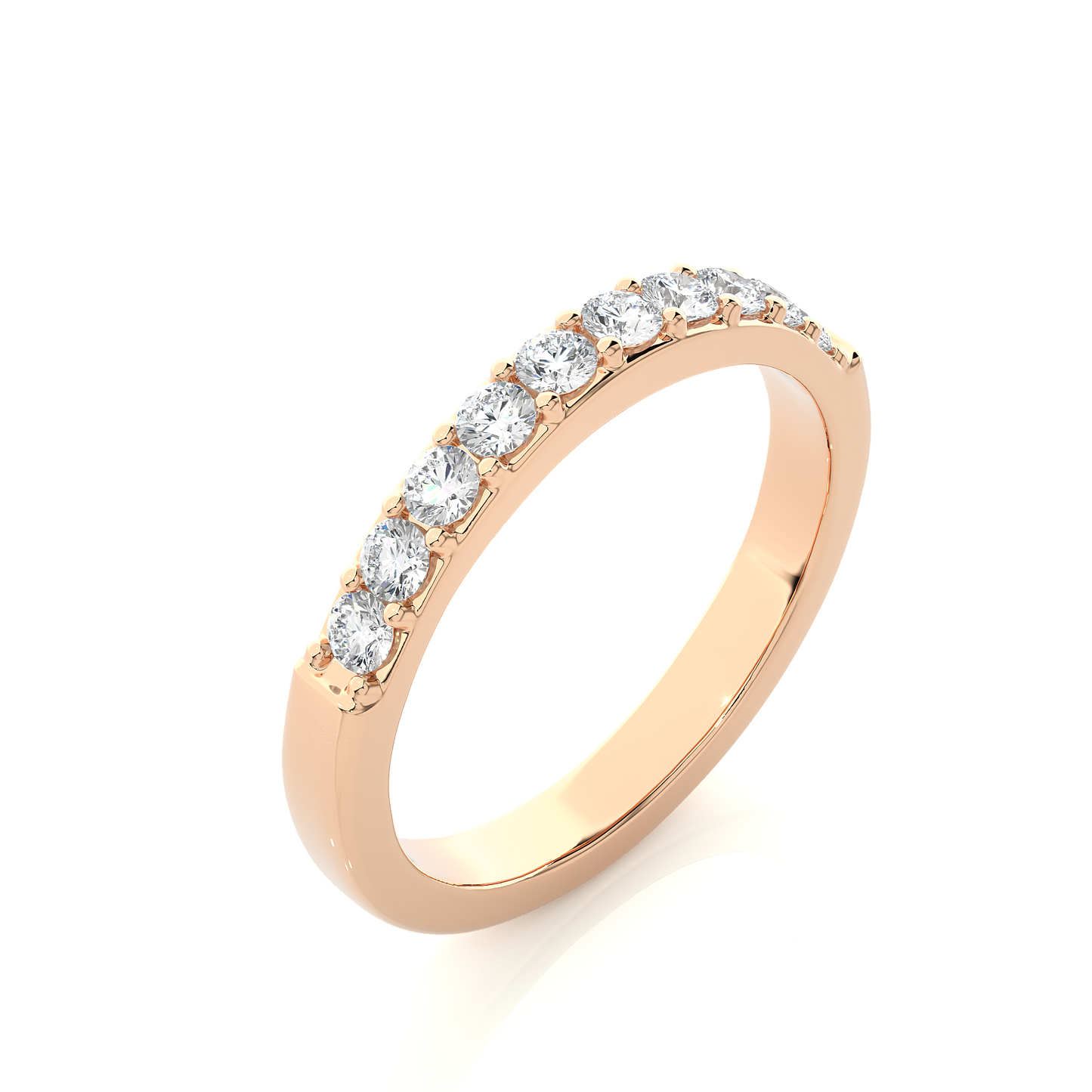 Elegant Round Diamond Band in 18KT Solid Gold With Shared Prong Half Eternity Style - HIGHCARAT DIAMONDS