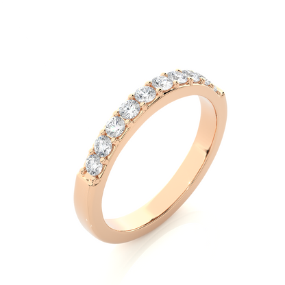 Elegant Round Diamond Band in 18KT Solid Gold With Shared Prong Half Eternity Style - HIGHCARAT DIAMONDS