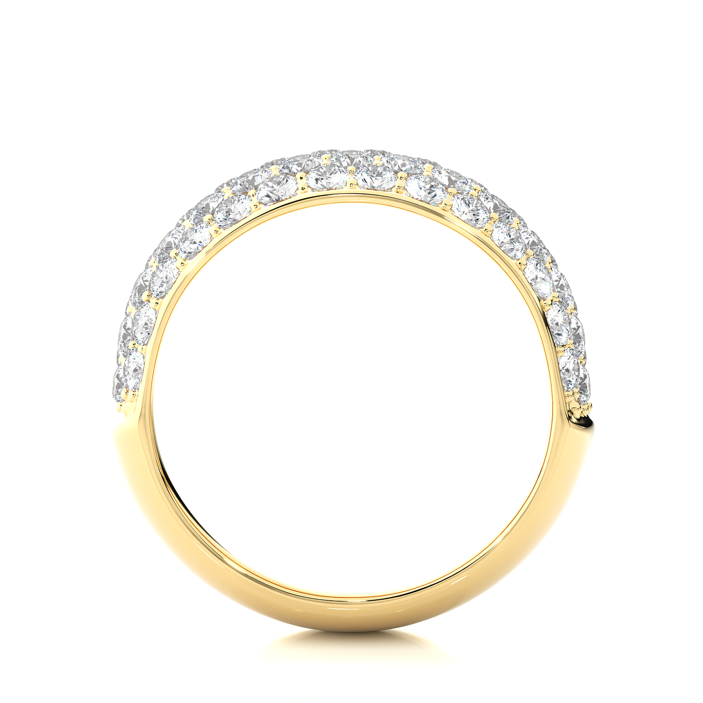 Elegant Round Diamond Half Eternity Band Ring in 18K Solid Gold For Special Occasions - HIGHCARAT DIAMONDS
