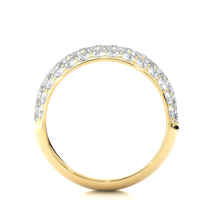 Elegant Round Diamond Half Eternity Band Ring in 18K Solid Gold For Special Occasions - HIGHCARAT DIAMONDS