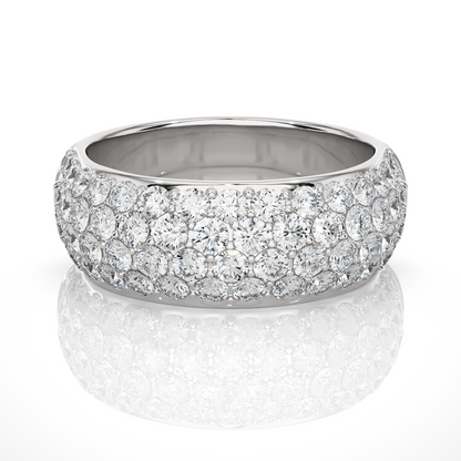 Elegant Round Diamond Half Eternity Band Ring in 18K Solid Gold For Special Occasions - HIGHCARAT DIAMONDS