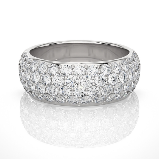 Elegant Round Diamond Half Eternity Band Ring in 18K Solid Gold For Special Occasions - HIGHCARAT DIAMONDS