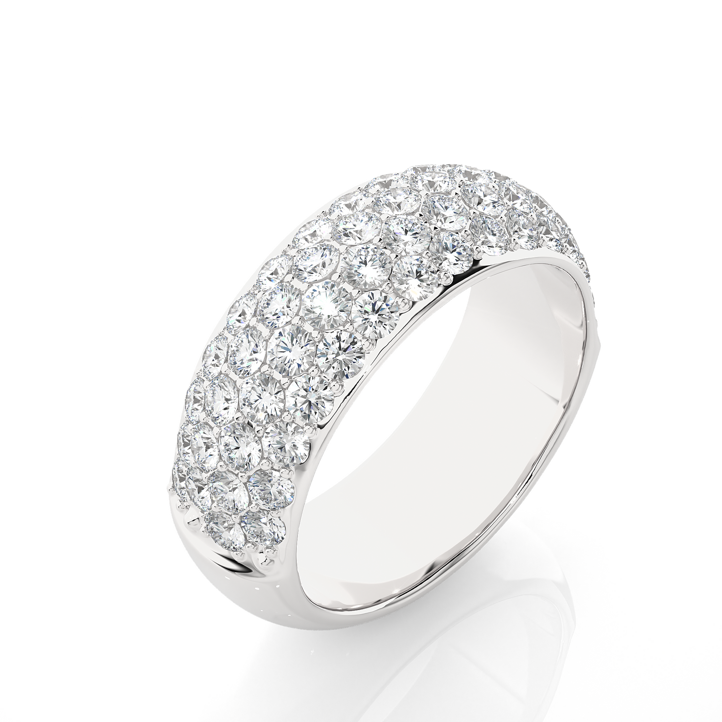 Elegant Round Diamond Half Eternity Band Ring in 18K Solid Gold For Special Occasions - HIGHCARAT DIAMONDS