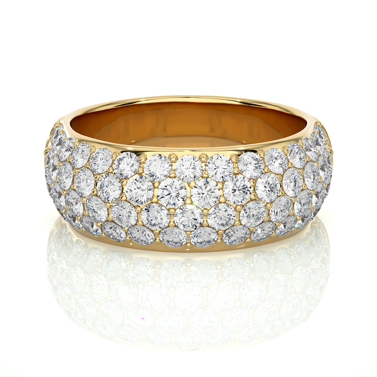 Elegant Round Diamond Half Eternity Band Ring in 18K Solid Gold For Special Occasions - HIGHCARAT DIAMONDS