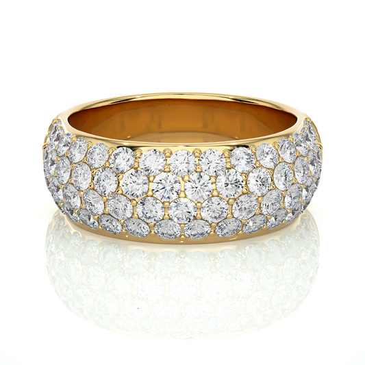 Elegant Round Diamond Half Eternity Band Ring in 18K Solid Gold For Special Occasions - HIGHCARAT DIAMONDS