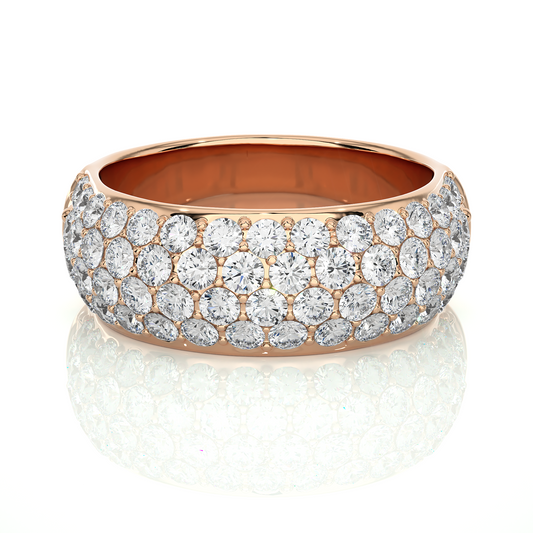 Elegant Round Diamond Half Eternity Band Ring in 18K Solid Gold For Special Occasions - HIGHCARAT DIAMONDS