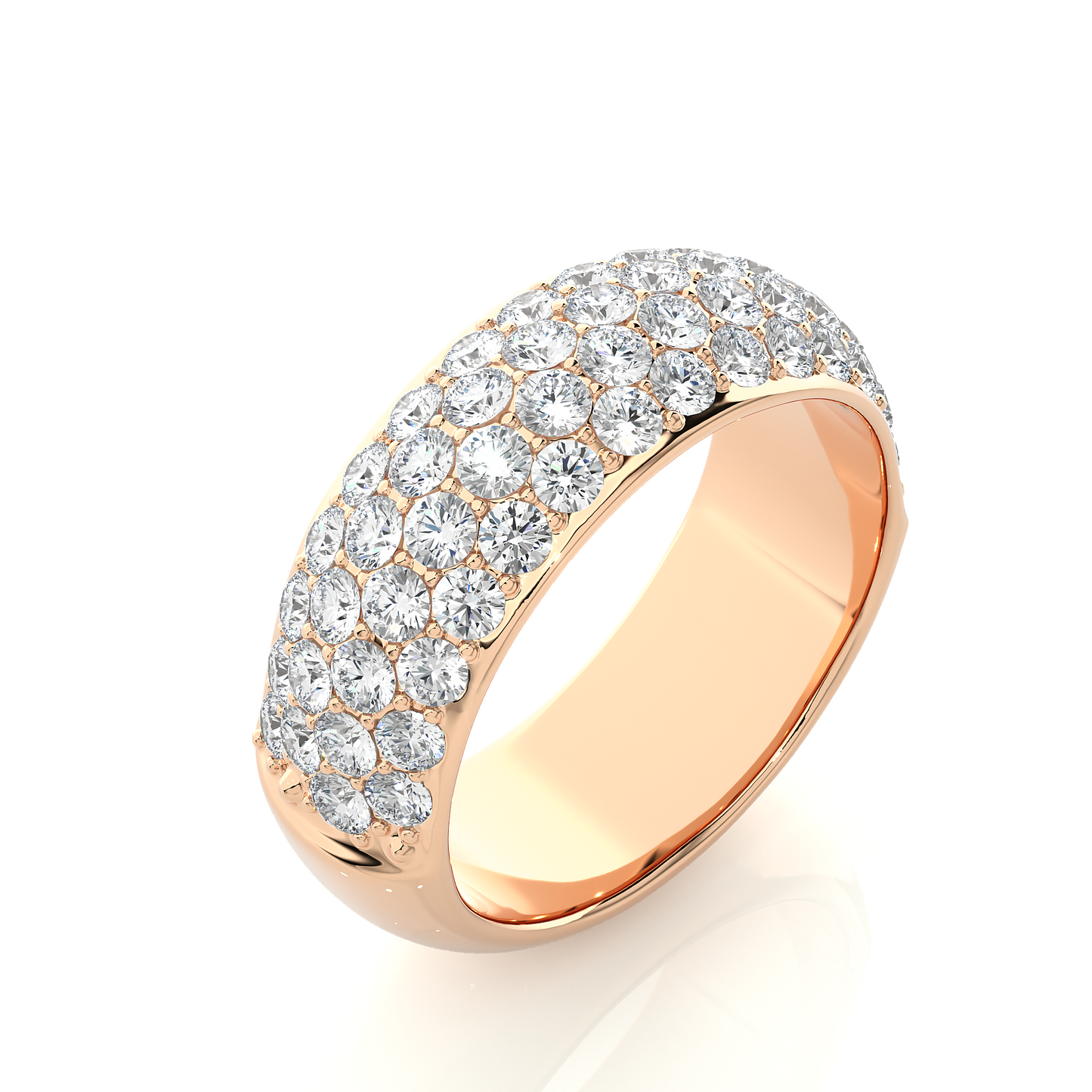 Elegant Round Diamond Half Eternity Band Ring in 18K Solid Gold For Special Occasions - HIGHCARAT DIAMONDS