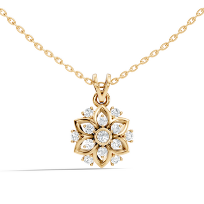 Elegant Round Diamond Pendant 0.48 Carat Handmade Jewelry In 14K Solid Yellow Gold