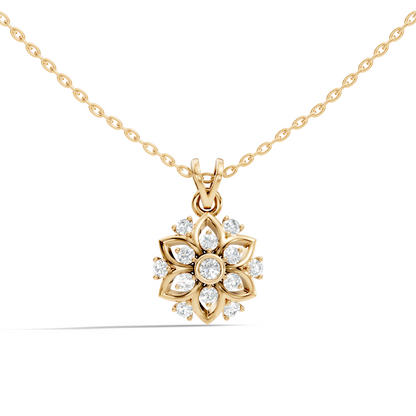 Elegant Round Diamond Pendant 0.48 Carat Handmade Jewelry In 14K Solid Yellow Gold