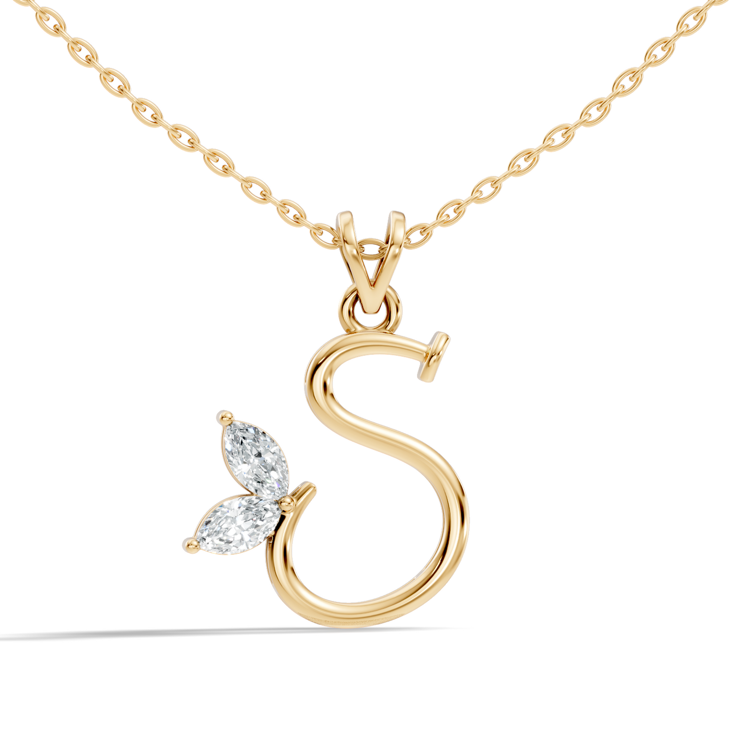 Elegant S Letter Diamond Pendant 0.36 Carat Unisex Jewelry In 14K Solid Yellow Gold